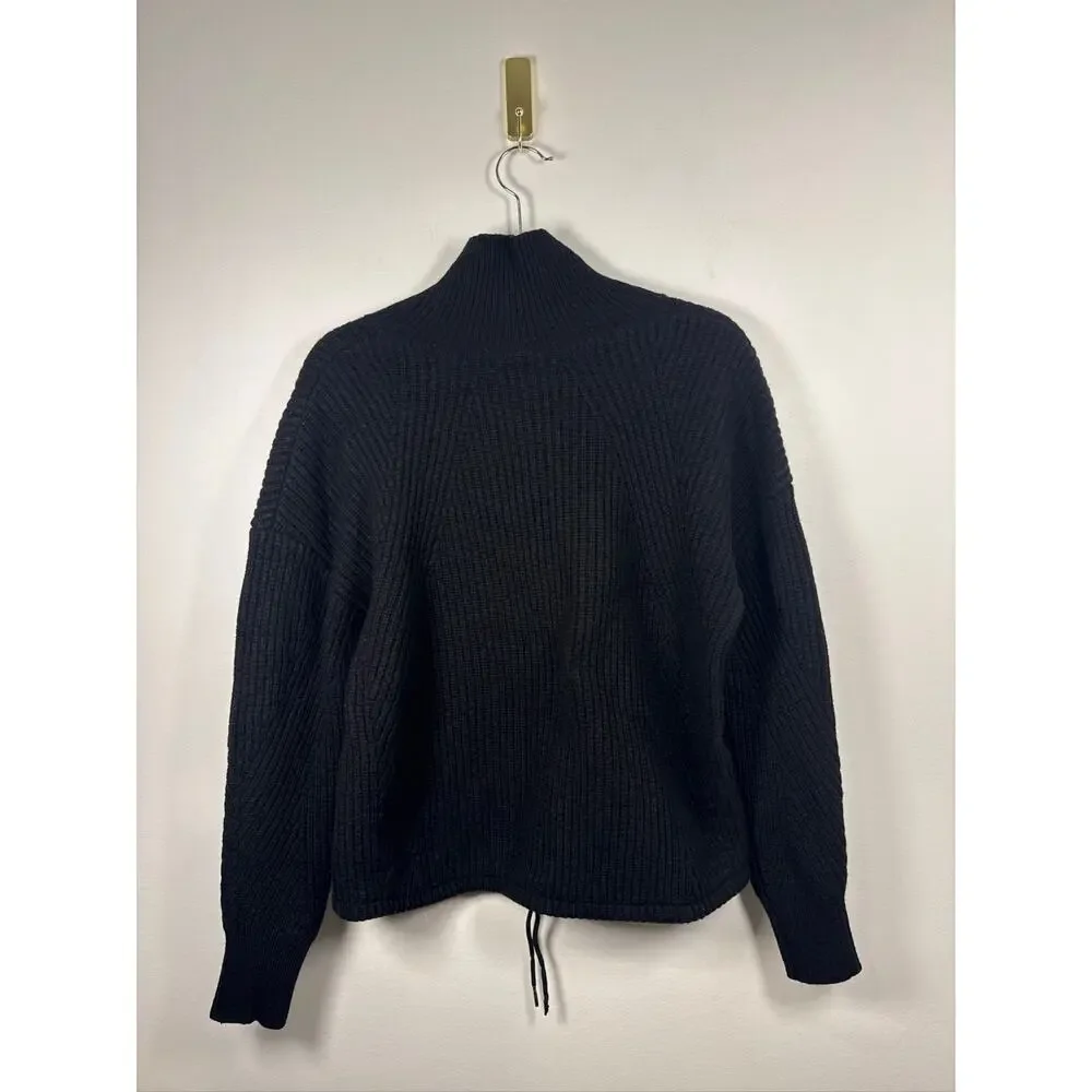 Notshy Cashmere Wool Drawstring Hem Turtleneck Sweater - Black S